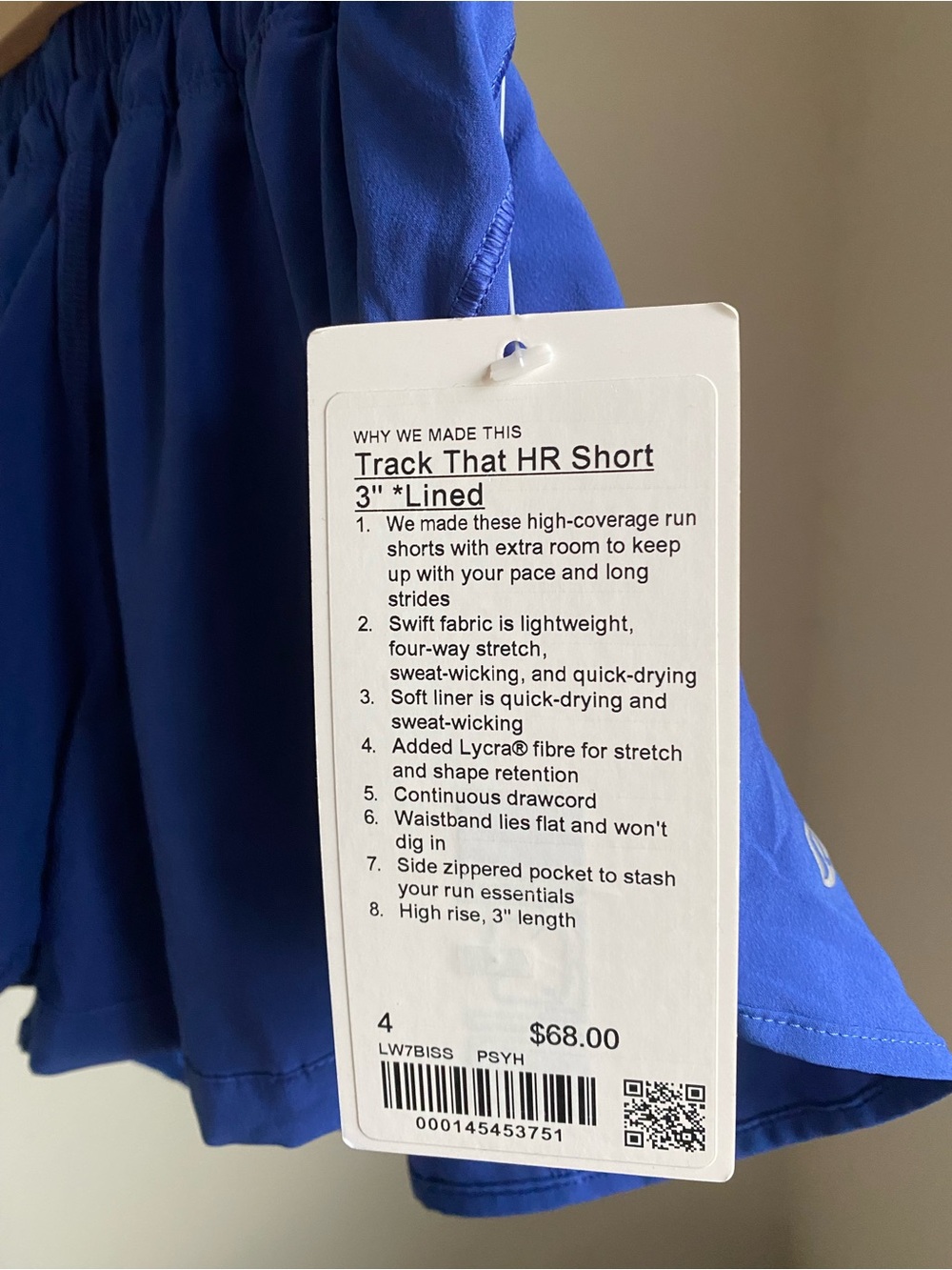 NWT Lululemon Track That HR 3” Blue Size 4 - Picture 3 of 3